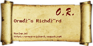 Ormós Richárd névjegykártya